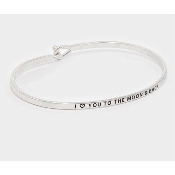 New Womens Boutique Silver I Love You To The Moon and Back Hook Bracelet in Silv - Picture 1 of 2